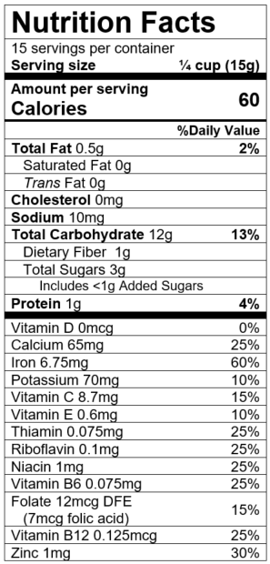 Nutrition Facts Whole Wheat Apple Blueberry